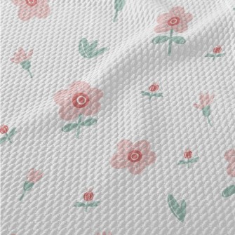 Small Pink Gentle Flowers Birdseye Piqué