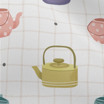 Hand Drawn Teapot Grid Chiffon