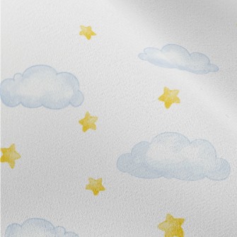 Hand Drawn Stars And Clouds Chiffon