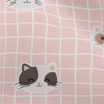 Plaid With Cute Cats Chiffon