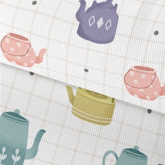 Hand Drawn Teapot Grid Waterproof Oxford