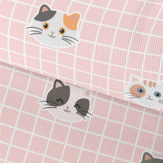 Plaid With Cute Cats Waterproof Oxford