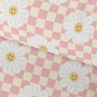 Plaid With Smiling Flowers Waterproof Oxford