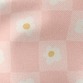 Pink And Small Flower Lattice Waterproof Canvas