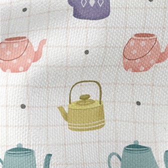 Hand Drawn Teapot Grid Waterproof Canvas