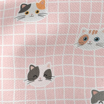 Plaid With Cute Cats Waterproof Canvas