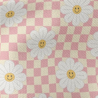 Plaid With Smiling Flowers Waterproof Canvas