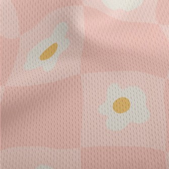 Pink And Small Flower Lattice Athletic Mesh Flat Back
