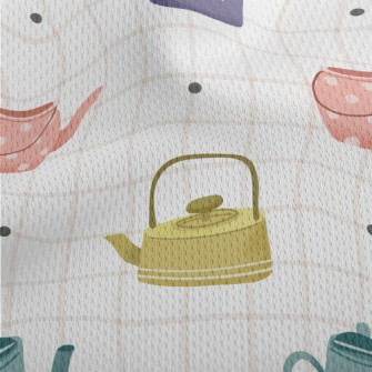 Hand Drawn Teapot Grid Athletic Mesh Flat Back