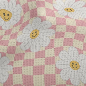 Plaid With Smiling Flowers Athletic Mesh Flat Back