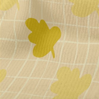 Autumn Gloomy Leaves And Grid Terry
