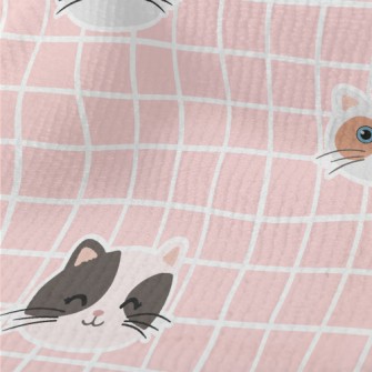 Plaid With Cute Cats Terry