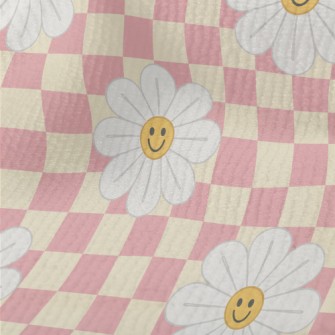Plaid With Smiling Flowers Terry