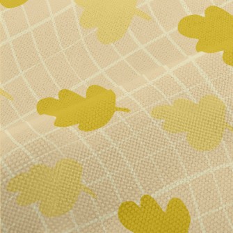 Autumn Gloomy Leaves And Grid Performance Linen