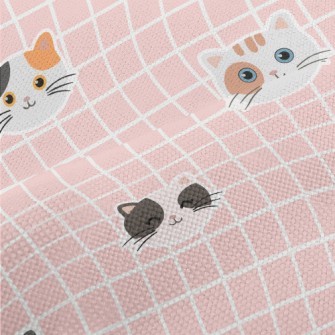 Plaid With Cute Cats Performance Linen