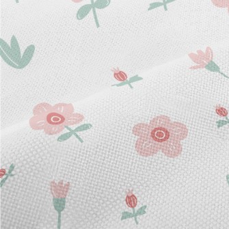 Small Pink Gentle Flowers Performance Linen