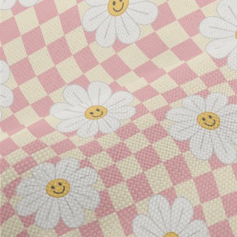 Plaid With Smiling Flowers Performance Linen
