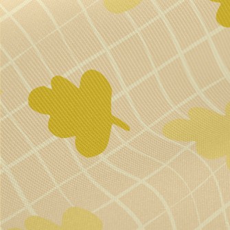Autumn Gloomy Leaves And Grid Twill