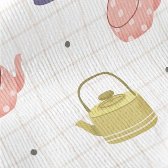 Hand Drawn Teapot Grid Standard Corduroy