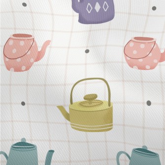 Hand Drawn Teapot Grid Dobby