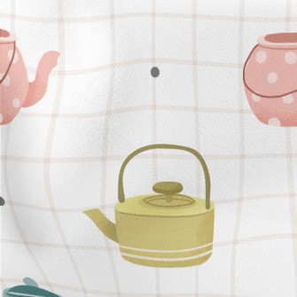 Hand Drawn Teapot Grid Stretch Ponte