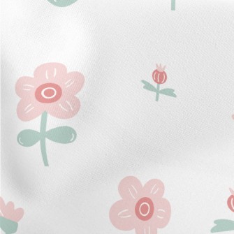 Small Pink Gentle Flowers Stretch Ponte
