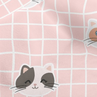 Plaid With Cute Cats Micro Fleece