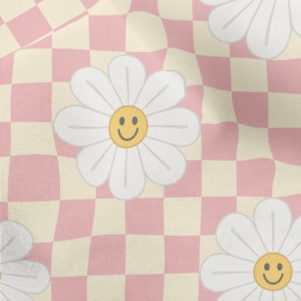 Plaid With Smiling Flowers Micro Fleece