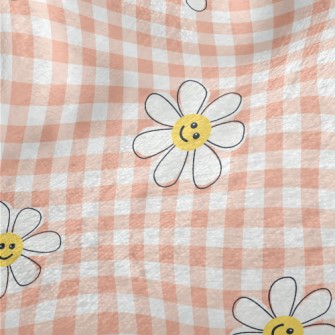 Smiling Flower Plaid Minky