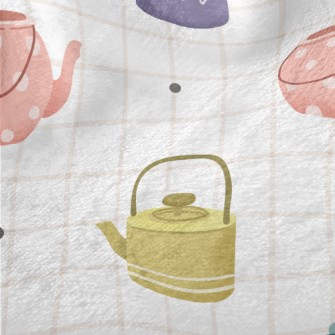 Hand Drawn Teapot Grid Minky