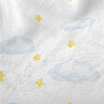 Hand Drawn Stars And Clouds Minky