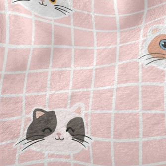 Plaid With Cute Cats Minky
