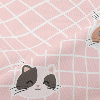 Plaid With Cute Cats Piqué