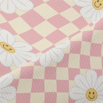 Plaid With Smiling Flowers Piqué