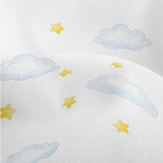 Hand Drawn Stars And Clouds Lightweight Performance Linen