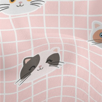 Plaid With Cute Cats Lightweight Performance Linen