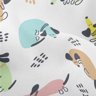 Colorful Cute Dachshund Lightweight Performance Linen