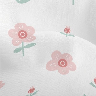 Small Pink Gentle Flowers Lightweight Performance Linen