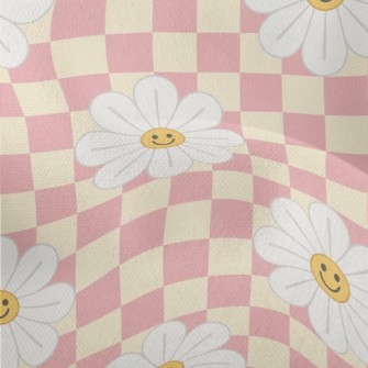 Plaid With Smiling Flowers Lightweight Performance Linen