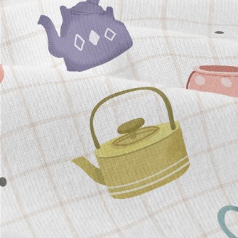Hand Drawn Teapot Grid Modern Jersey
