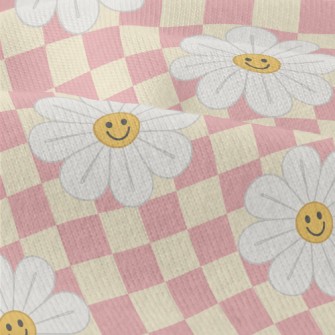 Plaid With Smiling Flowers Modern Jersey