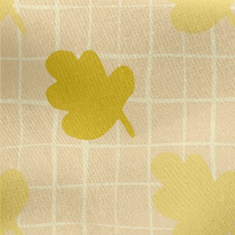 Autumn Gloomy Leaves And Grid Jersey Backed Fleece