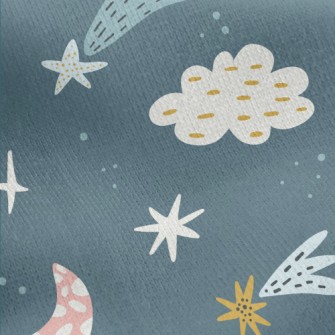 Hand Drawn Fairy Tale Starry S Jersey Backed Fleece