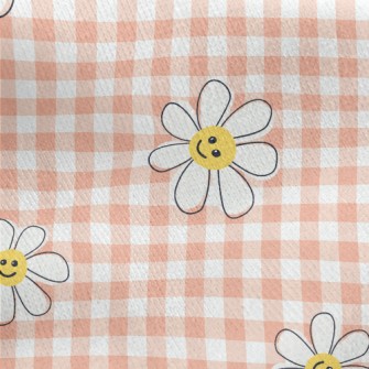Smiling Flower Plaid Jersey Backed Fleece