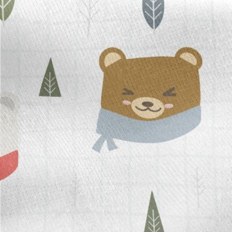 Cold And Cozy Bear And Plaid Jersey Backed Fleece
