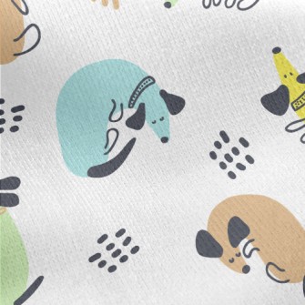 Colorful Cute Dachshund Jersey Backed Fleece