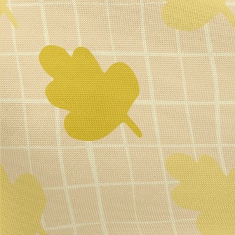 Autumn Gloomy Leaves And Grid Pongee