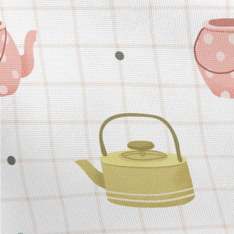 Hand Drawn Teapot Grid Pongee