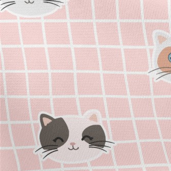 Plaid With Cute Cats Pongee