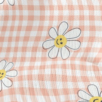 Smiling Flower Plaid Stretch Jersey